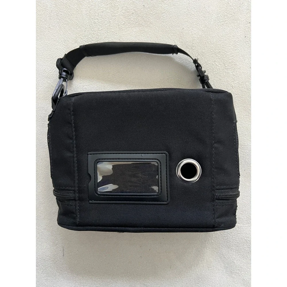 Black Canvas Small Animal Pet Carrier Bag Mesh Windows Travel Tote